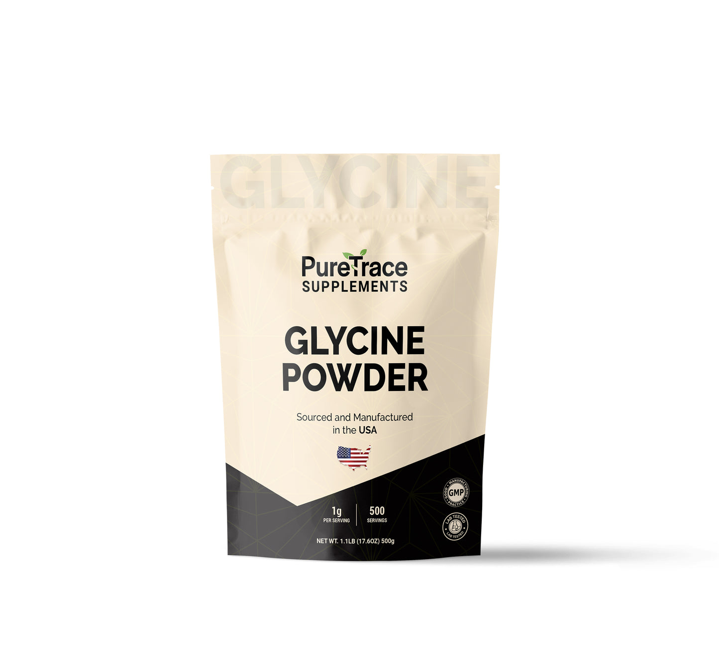 PureTrace glycine powder — USA-made supplement for anxiety relief and sleep.