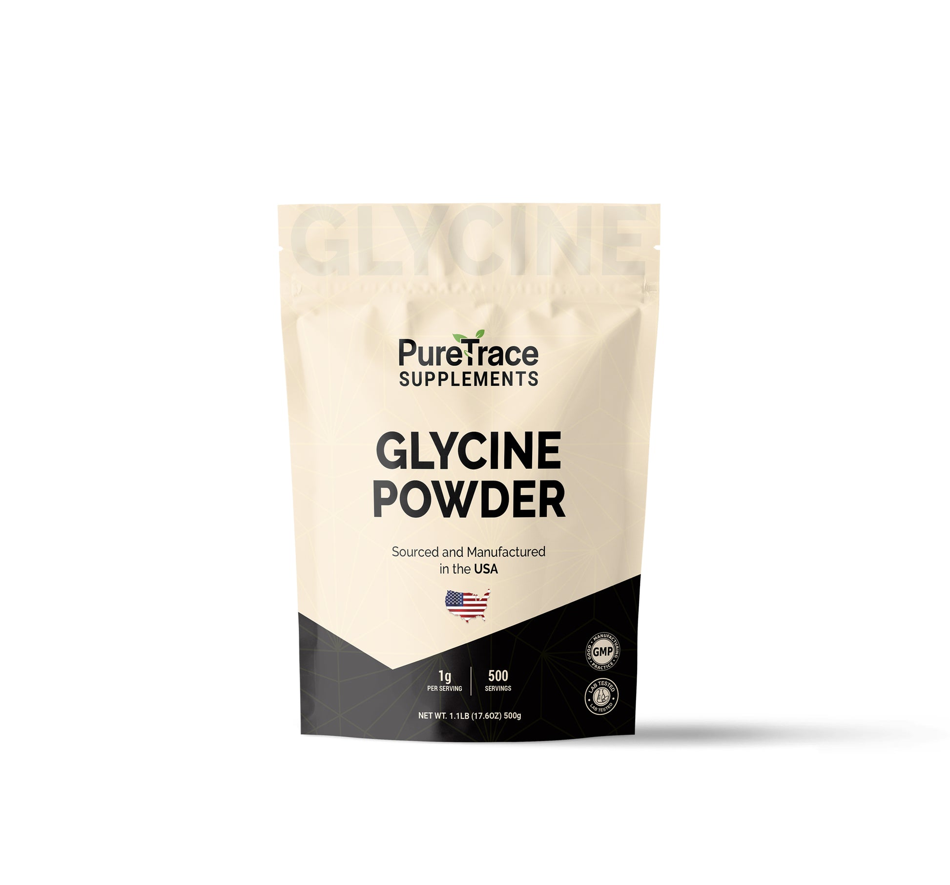 PureTrace glycine powder — USA-made supplement for anxiety relief and sleep.